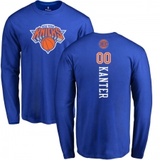 NBA Nike New York Knicks #00 Enes Kanter Royal Blue Backer Long Sleeve T-Shirt