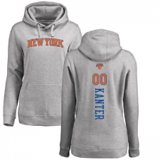 NBA Women's Nike New York Knicks #00 Enes Kanter Ash Backer Pullover Hoodie