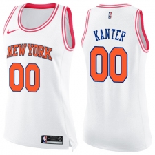 Women's Nike New York Knicks #00 Enes Kanter Swingman White/Pink Fashion NBA Jersey