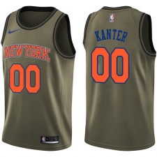Youth Nike New York Knicks #00 Enes Kanter Swingman Green Salute to Service NBA Jersey