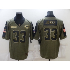 Men's Green Bay Packers #33 Aaron Jones Nike Olive 2021 Salute To Service Limited Player Jersey