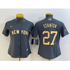 Women's New York Yankees #27 Giancarlo Stanton Grey 2022 All Star Stitched Cool Base Nike Jersey