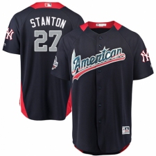 Youth Majestic New York Yankees #27 Giancarlo Stanton Game Navy Blue American League 2018 MLB All-Star MLB Jersey