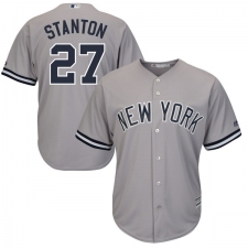 Youth Majestic New York Yankees #27 Giancarlo Stanton Replica Grey Road MLB Jersey