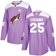 Men's Adidas Arizona Coyotes #25 Nick Cousins Authentic Purple Fights Cancer Practice NHL Jersey