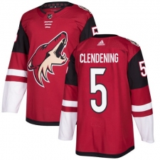 Men's Adidas Arizona Coyotes #5 Adam Clendening Authentic Burgundy Red Home NHL Jersey