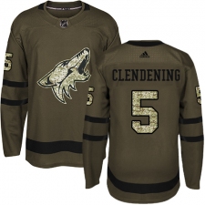 Men's Adidas Arizona Coyotes #5 Adam Clendening Authentic Green Salute to Service NHL Jersey