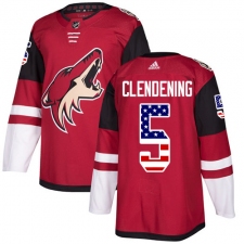 Men's Adidas Arizona Coyotes #5 Adam Clendening Authentic Red USA Flag Fashion NHL Jersey