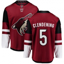 Men's Arizona Coyotes #5 Adam Clendening Authentic Burgundy Red Home Fanatics Branded Breakaway NHL Jersey