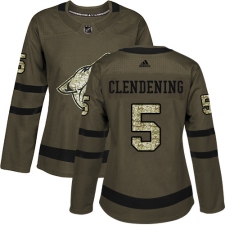 Women's Adidas Arizona Coyotes #5 Adam Clendening Authentic Green Salute to Service NHL Jersey