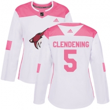 Women's Adidas Arizona Coyotes #5 Adam Clendening Authentic White Pink Fashion NHL Jersey