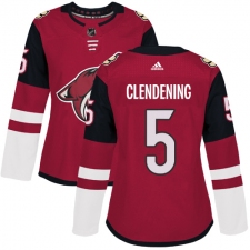 Women's Adidas Arizona Coyotes #5 Adam Clendening Premier Burgundy Red Home NHL Jersey