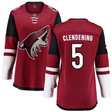 Women's Arizona Coyotes #5 Adam Clendening Authentic Burgundy Red Home Fanatics Branded Breakaway NHL Jersey