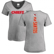 NFL Women's Nike Kansas City Chiefs #2 Cairo Santos Ash Backer V-Neck T-Shirt