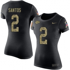NFL Women's Nike Kansas City Chiefs #2 Cairo Santos Black Camo Salute to Service T-Shirt