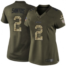 Women's Nike Kansas City Chiefs #2 Cairo Santos Limited Green Salute to Service NFL Jersey