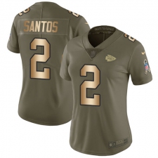 Women's Nike Kansas City Chiefs #2 Cairo Santos Limited Olive Gold 2017 Salute to Service NFL Jersey