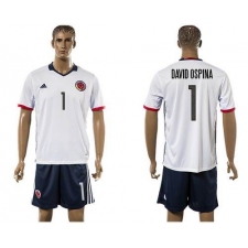 Colombia #1 David Ospina Away Soccer Country Jersey