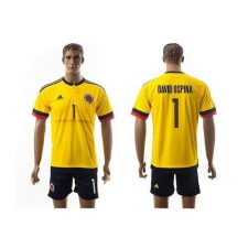 Colombia #1 David Ospina Home Soccer Country Jersey