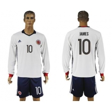 Colombia #10 James Away Long Sleeves Soccer Country Jersey