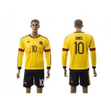 Colombia #10 James Home Long Sleeves Soccer Country Jersey