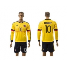 Colombia #10 Rodriguez Home Long Sleeves Soccer Country Jersey