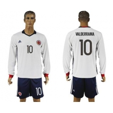 Colombia #10 Valderrama Away Long Sleeves Soccer Country Jersey