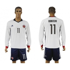 Colombia #11 Quintero Away Long Sleeves Soccer Country Jersey