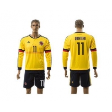 Colombia #11 Quintero Home Long Sleeves Soccer Country Jersey