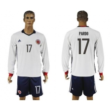 Colombia #17 Pardo Away Long Sleeves Soccer Country Jersey