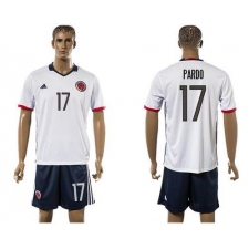 Colombia #17 Pardo Away Soccer Country Jersey
