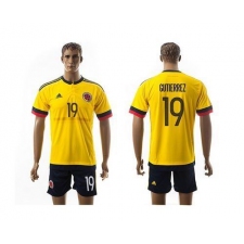Colombia #19 Gutierrez Home Soccer Country Jersey