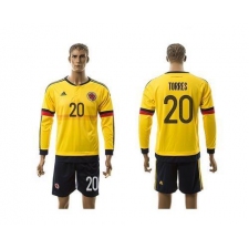Colombia #20 Torres Home Long Sleeves Soccer Country Jersey
