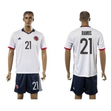 Colombia #21 Ramos Away Soccer Country Jersey