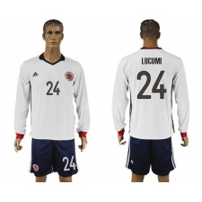 Colombia #24 Lucumi Away Long Sleeves Soccer Country Jersey