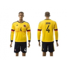 Colombia #4 Zapata Home Long Sleeves Soccer Country Jersey