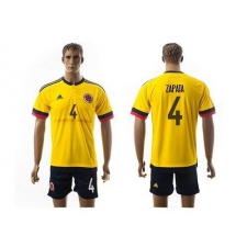 Colombia #4 Zapata Home Soccer Country Jersey