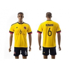 Colombia #6 Bernardo Home Soccer Country Jersey