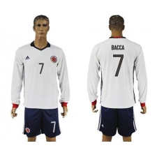 Colombia #7 Bacca Away Long Sleeves Soccer Country Jersey