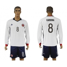 Colombia #8 Cardona Away Long Sleeves Soccer Country Jersey