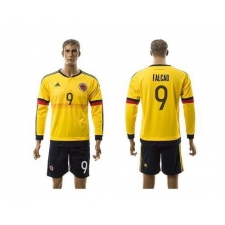 Colombia #9 Falcao Home Long Sleeves Soccer Country Jersey