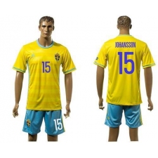 Sweden #15 Johansson Home Soccer Country Jersey