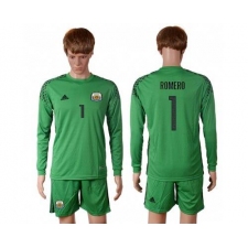 Argentina #1 Romero Green Goalkeeper Long Sleeves Soccer Country Jersey