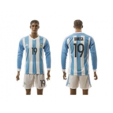 Argentina #19 Banega Home Long Sleeves Soccer Country Jersey