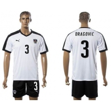 Austria #3 Dragovic White Away Soccer Country Jersey