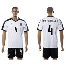 Austria #4 Hinteregger White Away Soccer Country Jersey