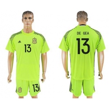 Spain #13 De Gea Shiny Green Goalkeeper Soccer Country Jersey