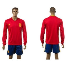 Spain Blank Red Home Long Sleeves Soccer Country Jersey