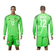 Belgium #12 Mignolet Green Goalkeeper Long Sleeves Soccer Country Jersey