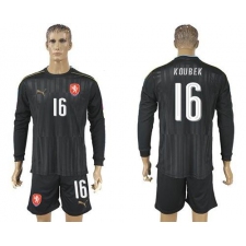 Czech #16 Koubek Black Long Sleeves Goalkeeper Soccer Country Jersey